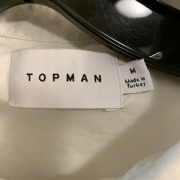 Topman Logo Patch Guardian Foo Dog White Casual Button Down SS Shirt Mens Size M - Picture 4 of 4